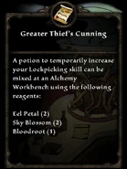 Greater Thief's Cunning Recipe Card