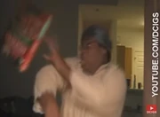 "Aw damn! That pizza is hotter than 4 Mexicans in the backseat of a police car! Ooh lord!"