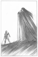 Kings' Holy War artwork of Parn versus Ashram by Yutaka Izubuchi