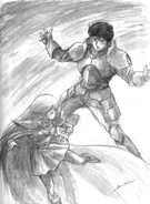 Parn meets Deedlit (Yutaka Izubuchi).jpg (626 KB) Izubuchi artwork from the novel