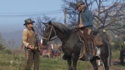 RDR2 talking to man on horse