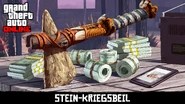 GTA Online-Kriegsbeil-Plakat.jpg (1,45 MB) Ein After Hours-Plakat, mit Geldbündeln, einer Kiste und anderen Sachen auf dem Tisch - die Waffe wird mitten drin angezeigt.