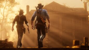 RDR2-Arthur and John at Shady Belle