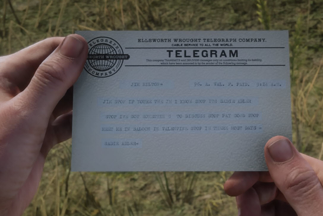 Telegram from Sadie | Red Dead Wiki | Fandom