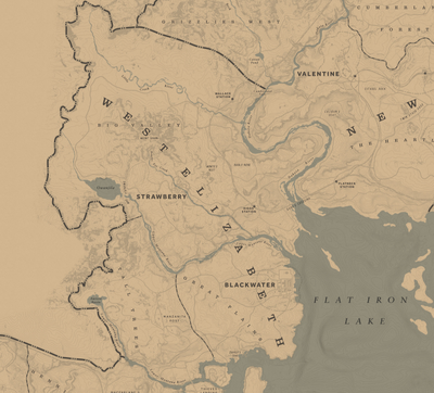 Red Dead Online Tesoro Oeste de Cumberland Forest /Cumberland Forest West  Treasure Map Location 