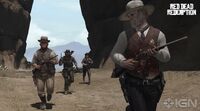 John Marston alongside the Marshal Leigh Johnson and his posse.