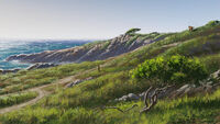 Concept art showing a coastline