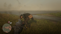 John Marston skinning an Alligator