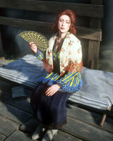 Molly O'Shea, sitting in Dutch's tent at Horseshoe Overlook