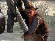 Werner tending to the fire in Pike's Basin.