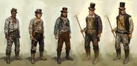 Artwork of Walton's gang, Link being the last.