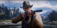 Arthur Morgan using a Semi-Auto Shotgun