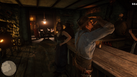 Arthur taking shots at the Old Light Saloon.