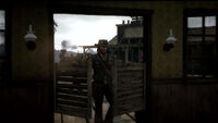 Marston enters Armadillo's Saloon.