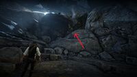 Location of cave paintings in the large cave