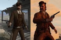 Side-by-side comparison of Revolver and Redemption versions of the character.