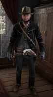 John Marston wearing Arthur's Gambler's Hat with The Winter Cowboy outfit.