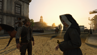John Marston accepts the Obscuridad del Santo Andres from a nun in Blackwater.