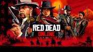 Tom featured on the official cover art for Red Dead Online, farthest on the left.