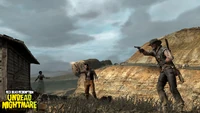 Despite not being one of the Missing Persons rescued during the Undead Nightmare, this official shot shows Lloyd being rescued by Marston.