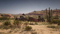 Abandoned wagons in Cholla Springs, southeast of Ridgewood Farm