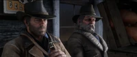 Uncle and Arthur conversing outside of Worths General Store