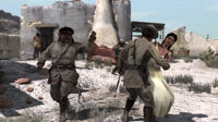 Captain Espinoza and his men assault the rebel village of Tesoro Azul