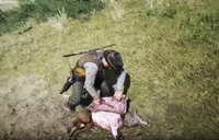 Arthur skinning a Wolf