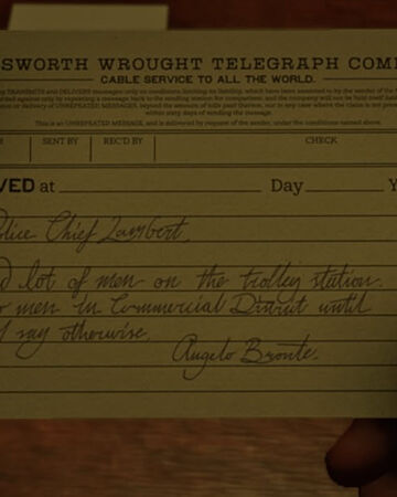 Telegram To Police Chief Lambert Red Dead Wiki Fandom