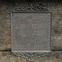 The plaque on the current version of the obelisk