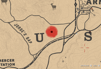 The hideout seen on the Red Dead Online map