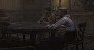 Wes Quinley and Pettiford in the Armadillo saloon.