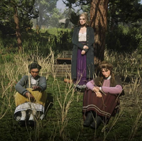 RDR2 Girls Camp.png (816 KB) Karen, Mary-Beth and Tilly at Horseshoe Overlook