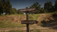 Thieves' Landing road sign