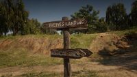 Thieves' Landing road sign