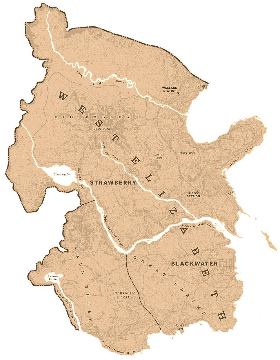 Red Dead Redemption 2: West Elizabeth - World Atlas Map
