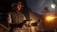 John Marston dual-wielding Schofield Revolvers.