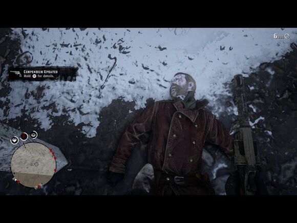 Corpse of Micah Bell, With His Revolver Looted By John