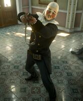 Javier's disguise during the Saint Denis bank robbery