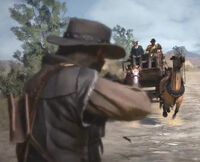 John attacking a stagecoach