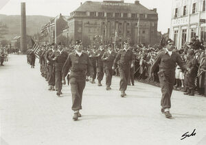 Major William Colby & the Norwegian Special Operations Group parading in Trondheim (1945)