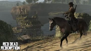 Marston riding past the Wreck of the Serendipity
