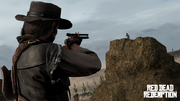 Marston sniping a Walton's Gang guard at the Twin Rocks Hideout