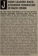 Johns Leading Race, Atkinson Disgraced In Race Crime