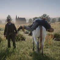 Exploring Great Plains as Arthur, thanks to Allbright being stowed on horseback