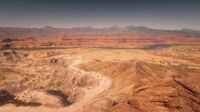 Chuparosa's location in Red Dead Redemption 2 seen from the top of the Ojo Del Diablo