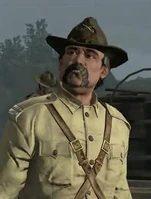 The Army Captain, as he appears in this mission. Note the Cavalry insignia on his hat, and the double-bars on his shoulder indicating Captain rank.