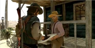 John Marston purchases a newspaper.
