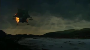  crashes into the ocean, putting out its fires