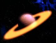 The billions of light-bee coffin which make up the rings of a planet in 